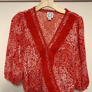 Pretty Orange Blue Rain Blouse